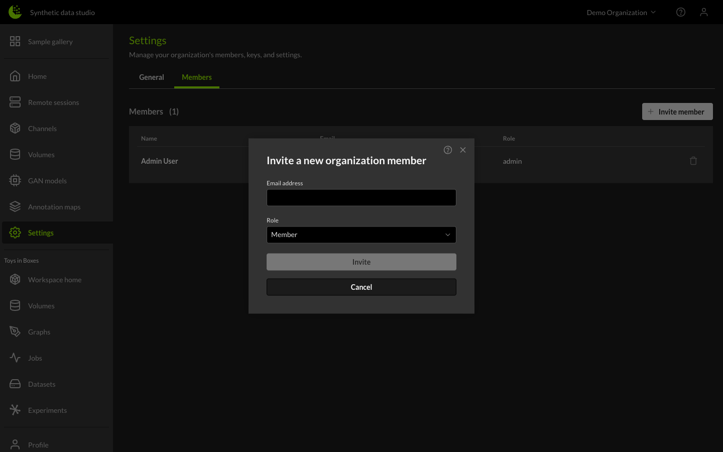 Invite Member Dialog