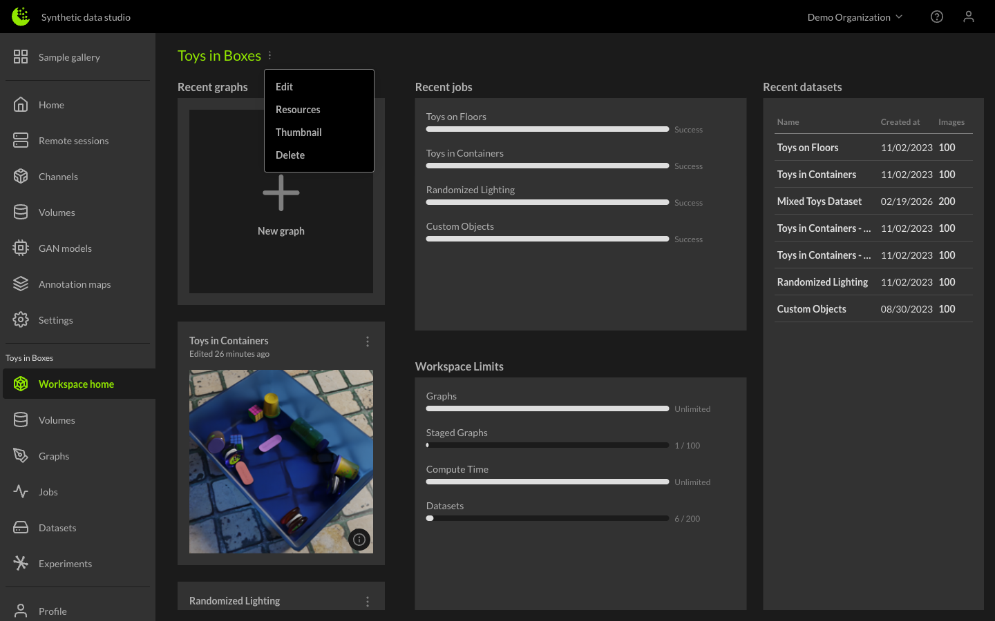 Workspace Resources Menu