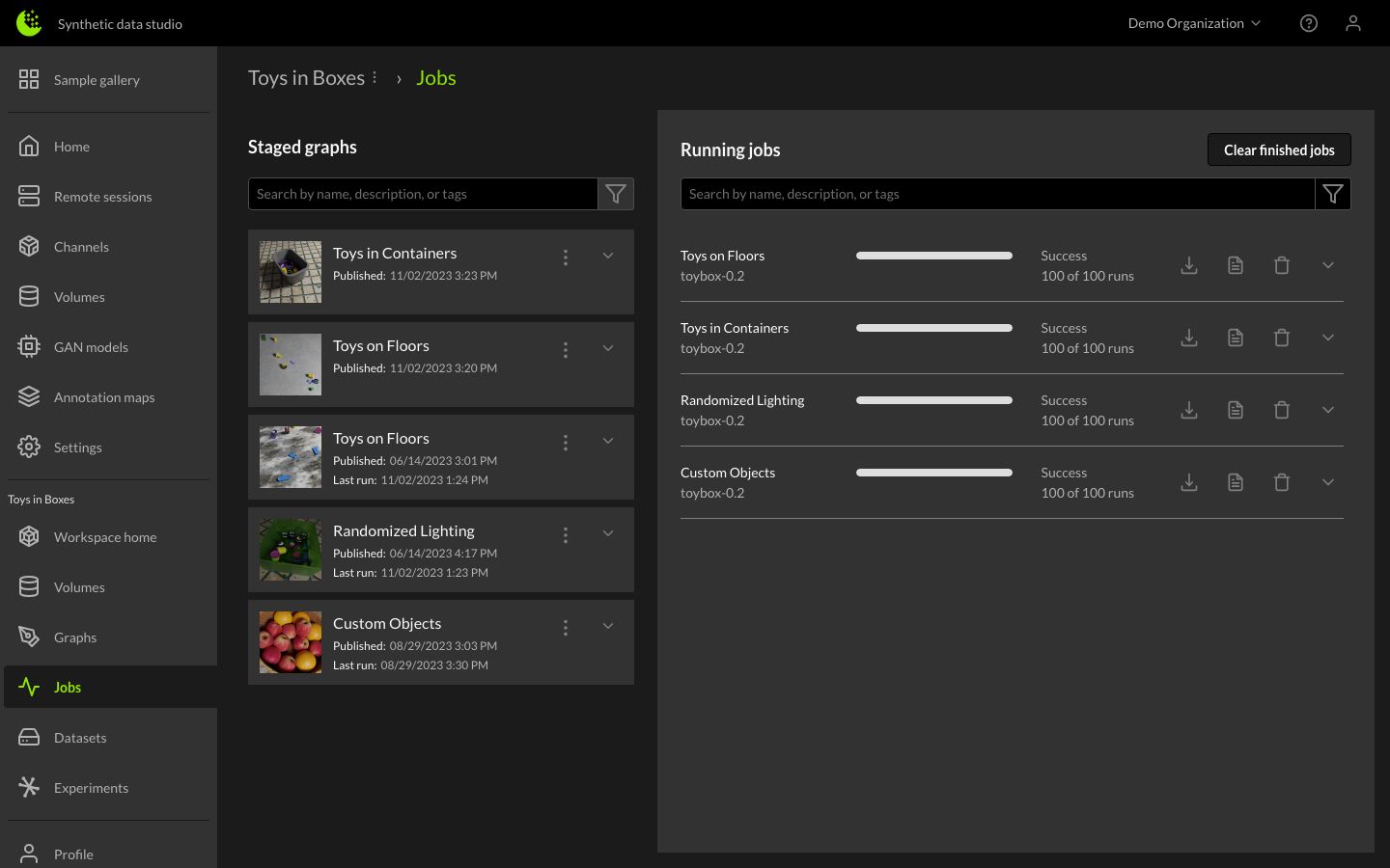 Staged Graph Section of Jobs Page